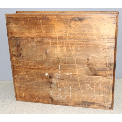 290 - A vintage wooden clerks desk with lift up lid, approx 51cm wide x 48cm deep x 28cm tall