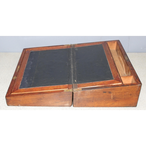 292 - An antique Tunbridgeware style inlaid wooden writing slope, 19th century, approx 40cm wide x 24cm de... 