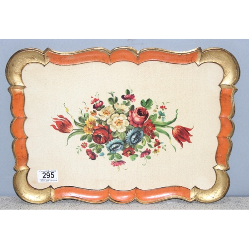 295 - A vintage Florentine style giltwood tray with floral details, approx 40cm x 30cm