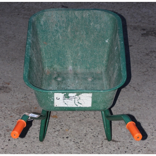 304 - Galvanized green wheelbarrow