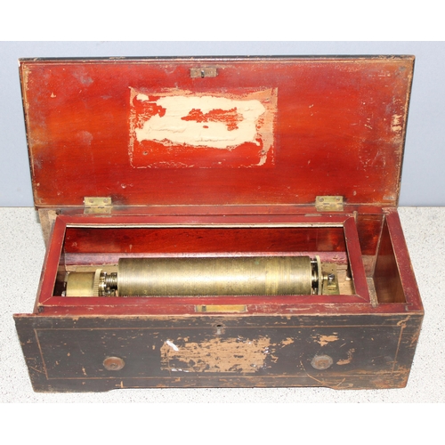 297 - An antique wooden cased music box, approx 38 x 16 x 13cm