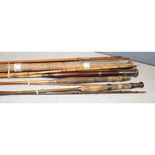 715 - Qty of vintage freshwater fishing rods to include split cane examples