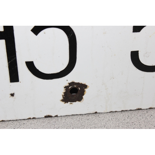 719 - Vintage black & white enamel sign' NH3 56', possibly a canal or railway marker. approx 61cm x 30cm