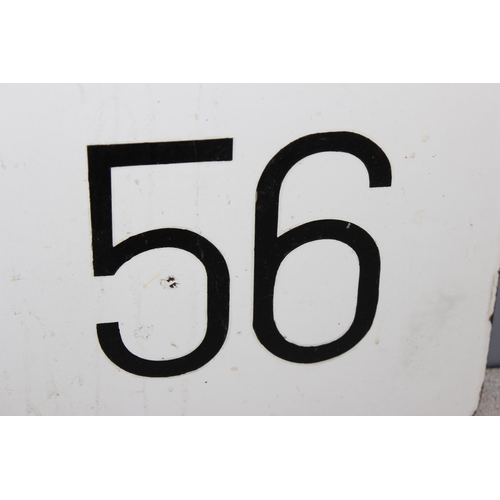 719 - Vintage black & white enamel sign' NH3 56', possibly a canal or railway marker. approx 61cm x 30cm