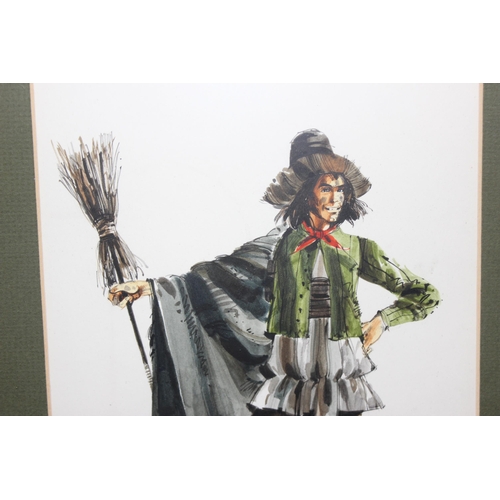 499I - John Hogarth, ARCA, ARSA (b.1935), 3 theatrical costume designed watercolours, all annotated and sig... 