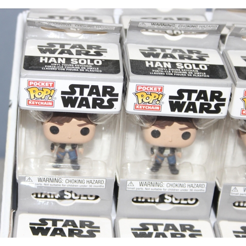 1531 - 12 x boxed Pocket POP Star Wars keyrings - Hans Solo and Luke Skywalker