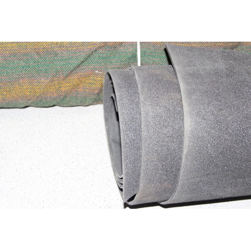 211 - Roll of woven upholstery material approx 140cm and lengths of thin foam approx 4mm thick