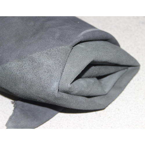 213 - 2 pieces of black suede, approx 2mm thick, 100cm x 90cm and 130cm x 65cm