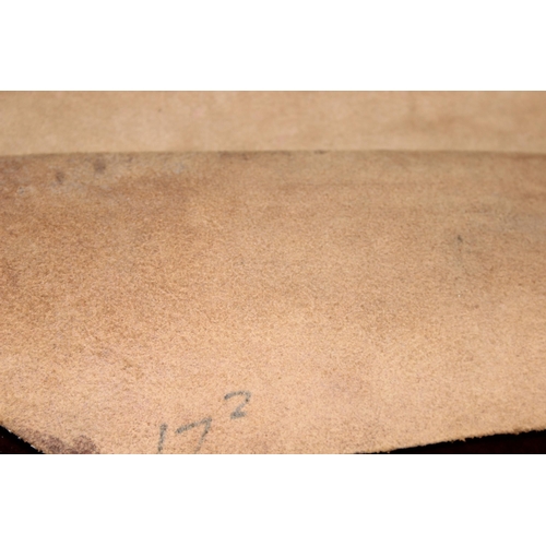 218 - Roll of brown treated dark brown leather/hide, most likely prepared for shoemaking, approx 100cm x 1... 