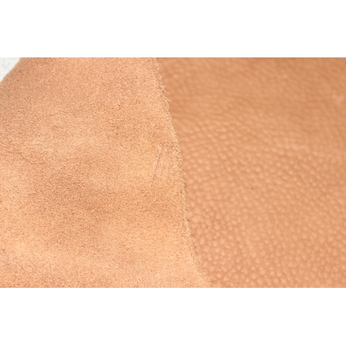 222 - Roll of medium brown suede material, approx 140cm x 65cm at widest points