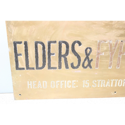 474 - Vintage brass plaque for 'Elders & Fyffes Limited' London (passenger-carrying banana boats), approx ... 