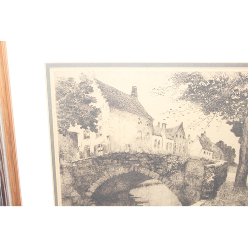 483 - Maurice-Emile Blieck (1878-1943): Limited edition (78/300) etching of Pont de l'Hydromel, Bruges, si... 