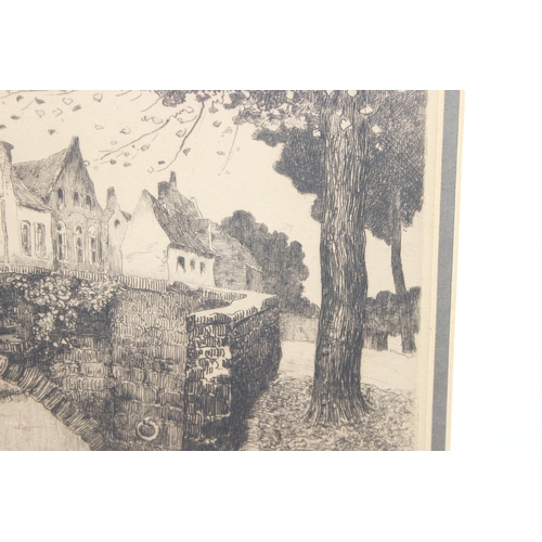 483 - Maurice-Emile Blieck (1878-1943): Limited edition (78/300) etching of Pont de l'Hydromel, Bruges, si... 