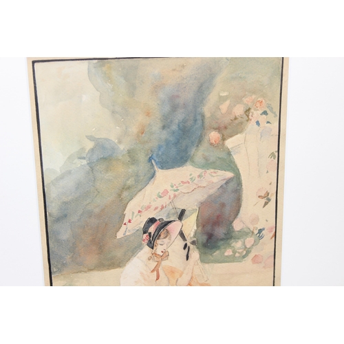 492 - Amateur copy of the original watercolour of 'Dans la Roseraie' painted in 1922 by Antoine Calbet (18... 