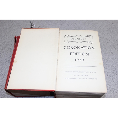 548 - A 1953 Coronation edition of Debrett's Peerage, Baronetage, Knightage & Companionage book, and a cop... 