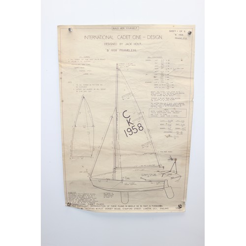 702 - Qty of mid-century model yacht building blueprints/instructional posters by Jack Holt