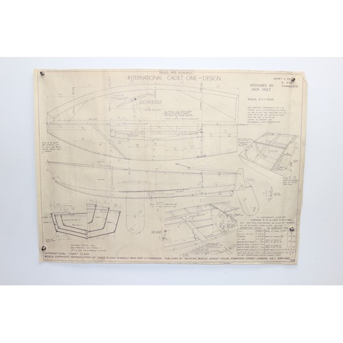 702 - Qty of mid-century model yacht building blueprints/instructional posters by Jack Holt