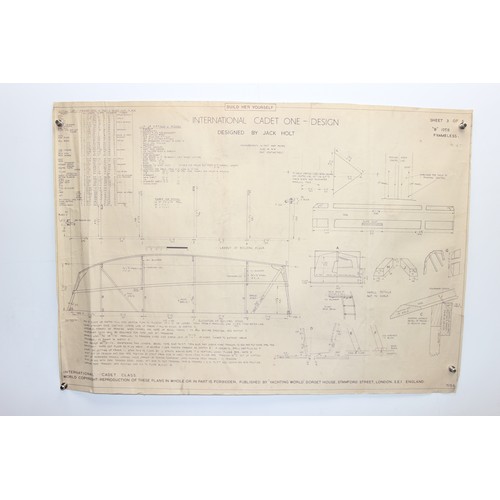 702 - Qty of mid-century model yacht building blueprints/instructional posters by Jack Holt