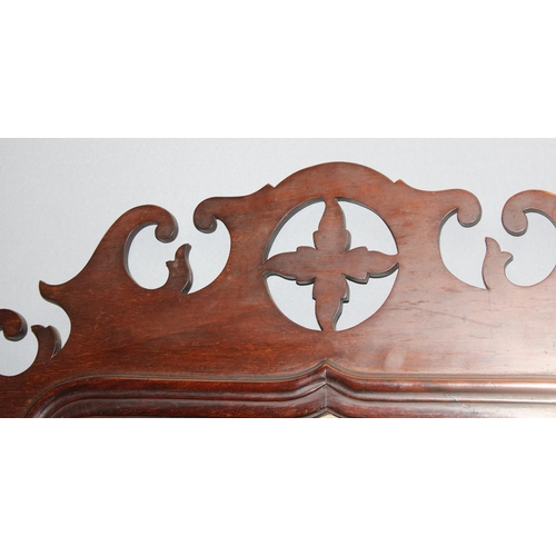 495 - Large Georgian style mahogany fretwork mirror with bevelled edge, approx 99cm x 55cm