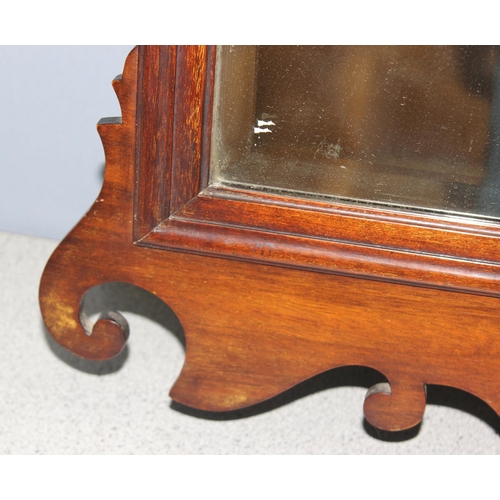 495 - Large Georgian style mahogany fretwork mirror with bevelled edge, approx 99cm x 55cm