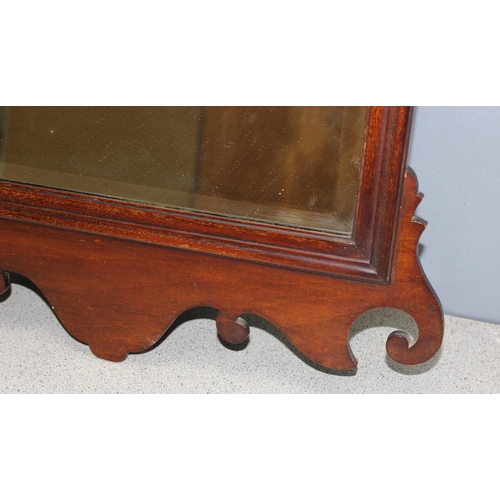 495 - Large Georgian style mahogany fretwork mirror with bevelled edge, approx 99cm x 55cm