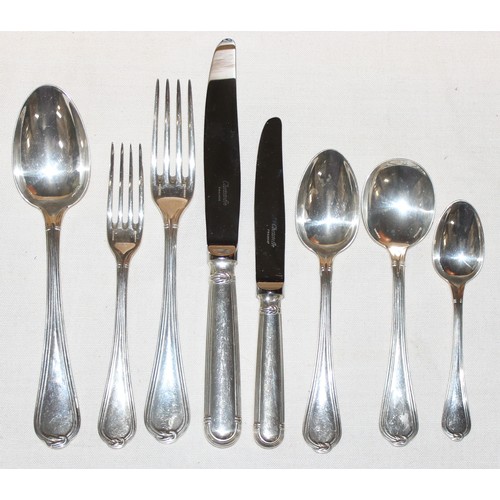 1032 - Christofle of France, an extensive and important solid sterling silver 12 place canteen of cutlery s... 