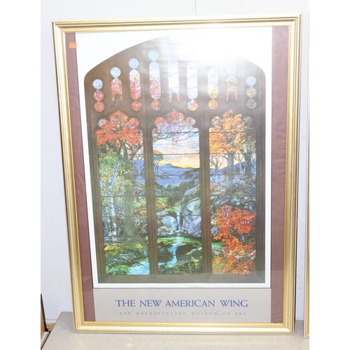 407 - 2 large framed Metropolitan Museum of Art poster prints: Louis Comfort Tiffany; Magnolia & Irises, a... 