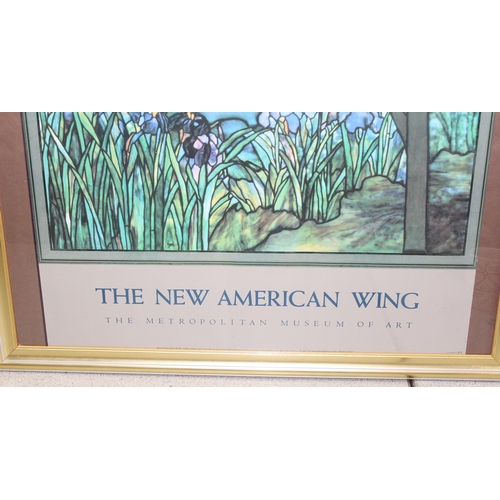 407 - 2 large framed Metropolitan Museum of Art poster prints: Louis Comfort Tiffany; Magnolia & Irises, a... 