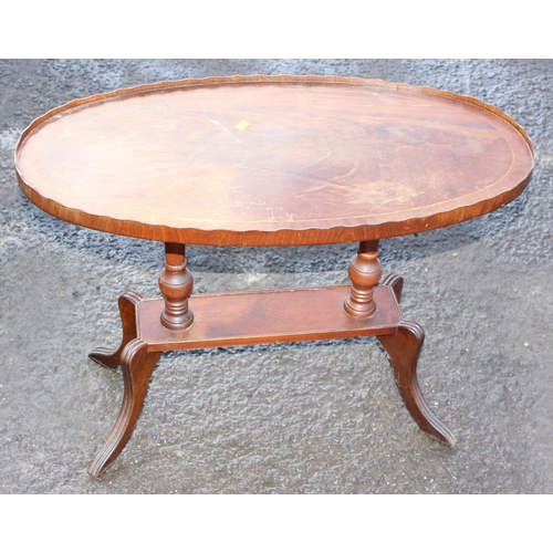 108 - An unusual vintage mahogany wine table with pie crust edge, approx 110cm wide x 57cm deep x 74cm tal... 