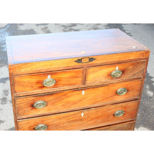 32 - A Georgian 2 over 3 mahogany chest of drawers with bracket feet, approx 90cm wide x 45cm deep x 95cm... 