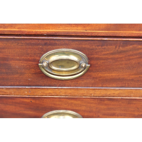 31 - A 19th century mahogany 4 drawer chest of drawers with bracket feet and brass handles, approx 93cm w... 