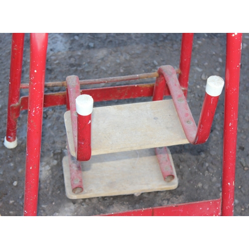 39 - A vintage pine towel rail and a mid-century scullery step stool (2)