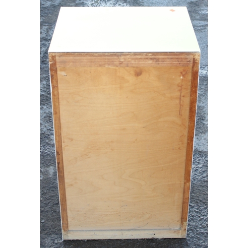 52 - Retro 2 drawer cupboard with yellow Formica top, approx 50cm wide x 42cm deep x 85cm tall