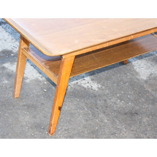 38 - Retro bentwood topped coffee table, approx 80cm wide x 38cm deep x 42cm tall