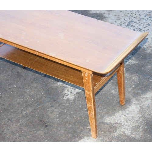 38 - Retro bentwood topped coffee table, approx 80cm wide x 38cm deep x 42cm tall