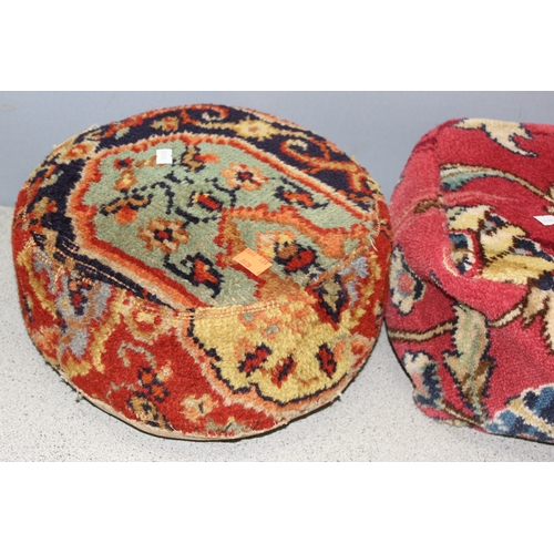 28 - 2 vintage pouffes or foot stools made from old carpet