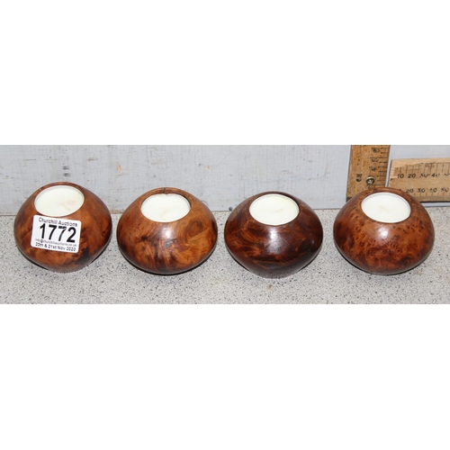 1766 - Set of 4 turned wooden tea light candle holders