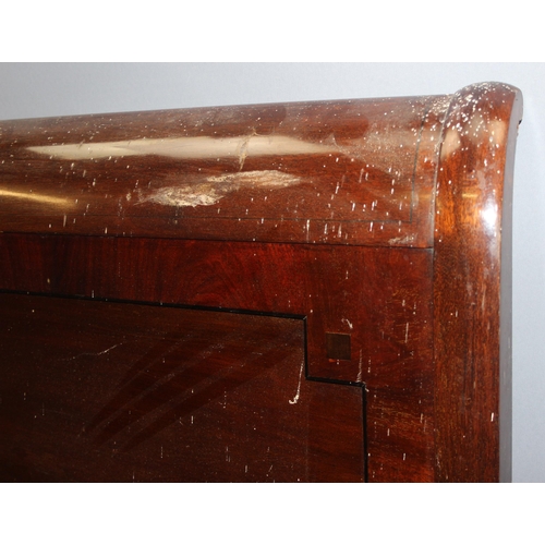 190 - An early 20th century Mahogany bed head and footboard by Heal & Son of London, with side rails but n... 