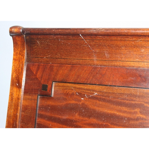 190 - An early 20th century Mahogany bed head and footboard by Heal & Son of London, with side rails but n... 