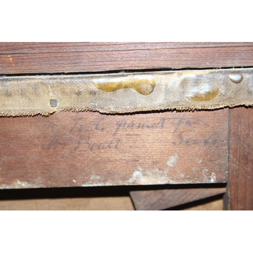 458 - A 19th century oil on canvas portrait of St Francis, various ink annotations verso, possibly JGB or ... 