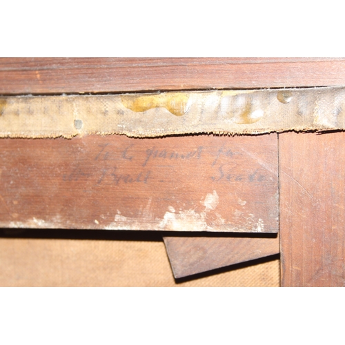 458 - A 19th century oil on canvas portrait of St Francis, various ink annotations verso, possibly JGB or ... 