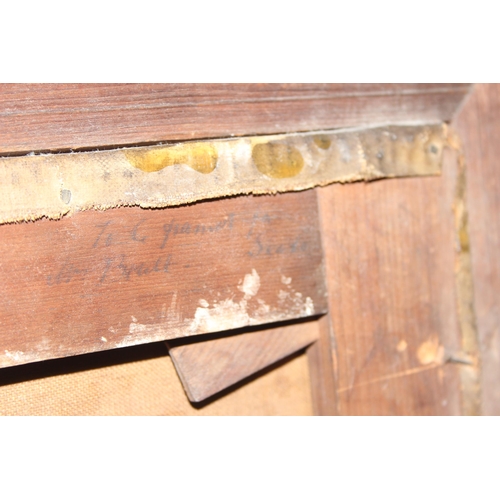 458 - A 19th century oil on canvas portrait of St Francis, various ink annotations verso, possibly JGB or ... 