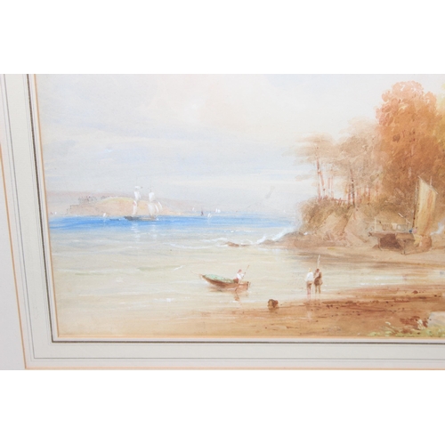 460 - Charles Pyne (1841-1920), antique watercolour of fishermen by a lake, seemingly unsigned but signed ... 