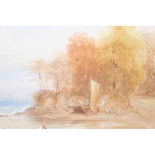 460 - Charles Pyne (1841-1920), antique watercolour of fishermen by a lake, seemingly unsigned but signed ... 