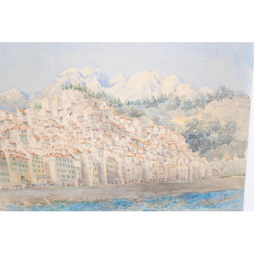 461 - Framed original watercolour of a Grecian scene, indistinctly signed bottom right, approx 53cm x 40cm