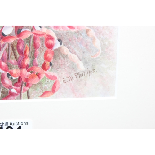 469 - Original floral still life watercolour, signed E. M. Phillips, approx 39cm x 31cm