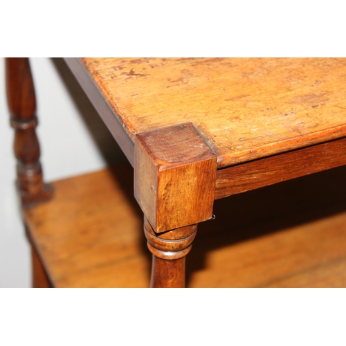 10 - An antique mahogany whatnot with 3 tiers and single drawer, approx 50cm wide x 50cm deep x 92cm tall