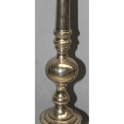 1008 - Large pair of ecclesiastical style silver-plated candlesticks, approx 55cm