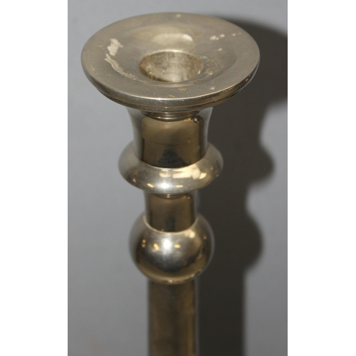 1008 - Large pair of ecclesiastical style silver-plated candlesticks, approx 55cm