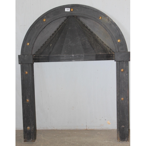 105 - Antique style cast and wrought iron fire surround, one of two in the sale, approx 93cm W x 120cm H